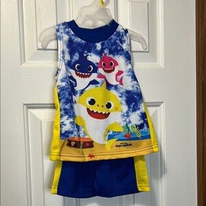 Baby Shark Blue and Yellow Matching Set with Playful Tie-Dye NWT